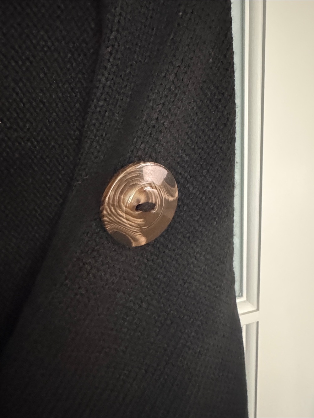Noelle Black Knit Button-Front Wrap Cape - Picture 4 of 10